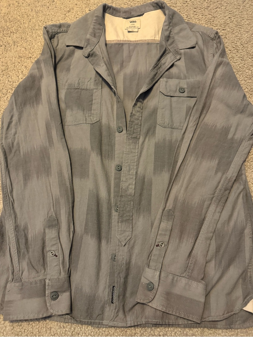 Vans Gray Casual Long-Sleeve Button-Down Shirt